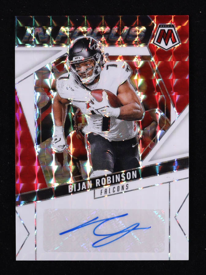 Bijan Robinson 2025 Panini Mosaic In Focus Signatures White #5 #19/25 at PristineAuction.com Bijan Robinson 2025 Panini Mosaic In Focus Signatures White #5 #19/25 at PristineAuction.com