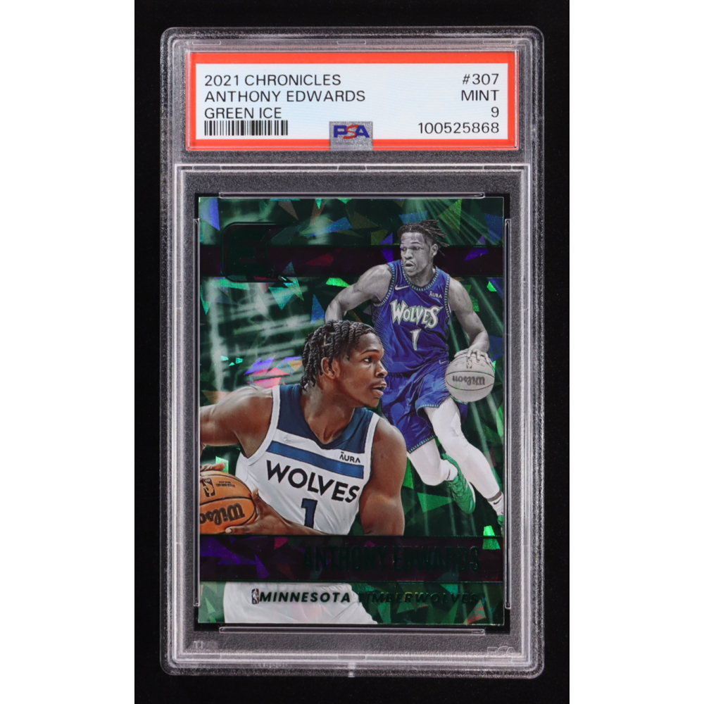 Anthony Edwards 2021-22 Panini Chronicles Green Ice #307 Essentials (PSA 9) at PristineAuction.com