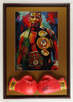 Mike Tyson Signed Custom Framed Set of (2) Everlast Boxing Gloves Display with Leroy Neiman Art Print (Tyson) at PristineAuction.com