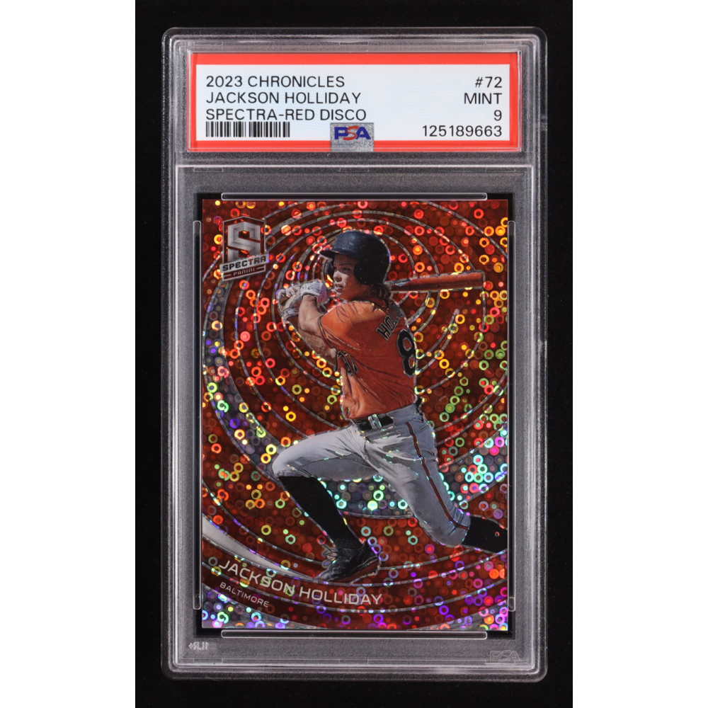 Jackson Holliday 2023 Panini Chronicles Spectra Red Disco #72 #24/25 RC (PSA 9) at PristineAuction.com