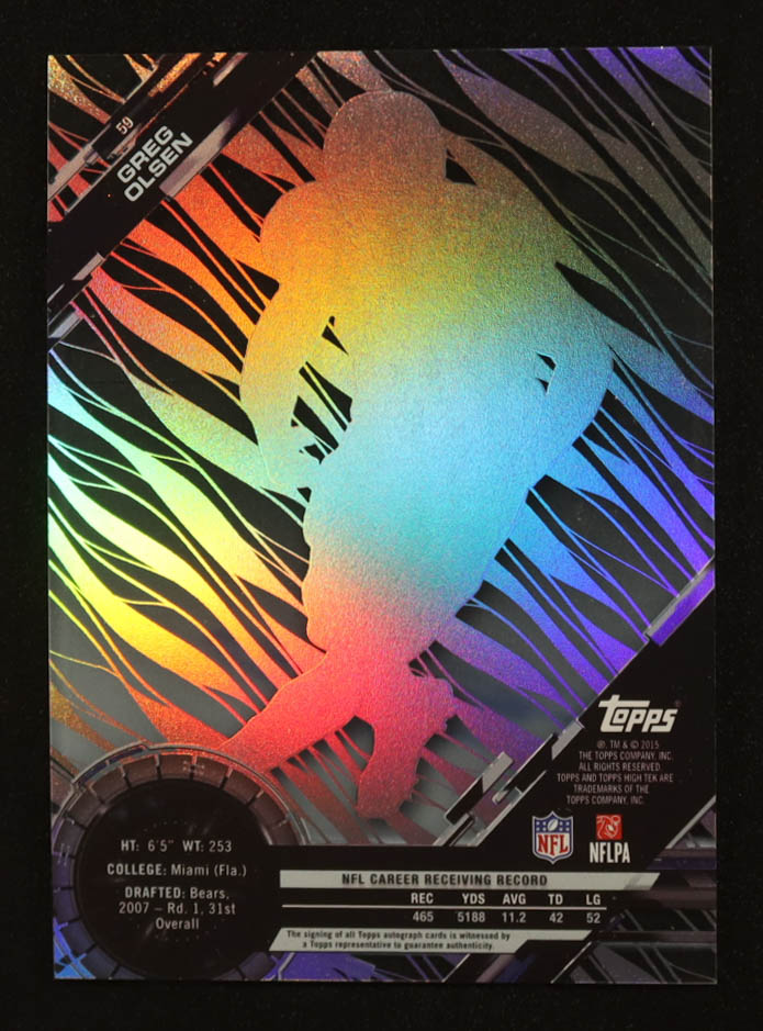 Greg Olsen 2015 Topps High Tek Autographs #59 at PristineAuction.com Greg Olsen 2015 Topps High Tek Autographs #59 at PristineAuction.com