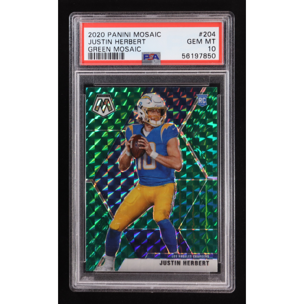 Justin Herbert 2020 Panini Mosaic Mosaic Green #204 RC (PSA 10) at PristineAuction.com