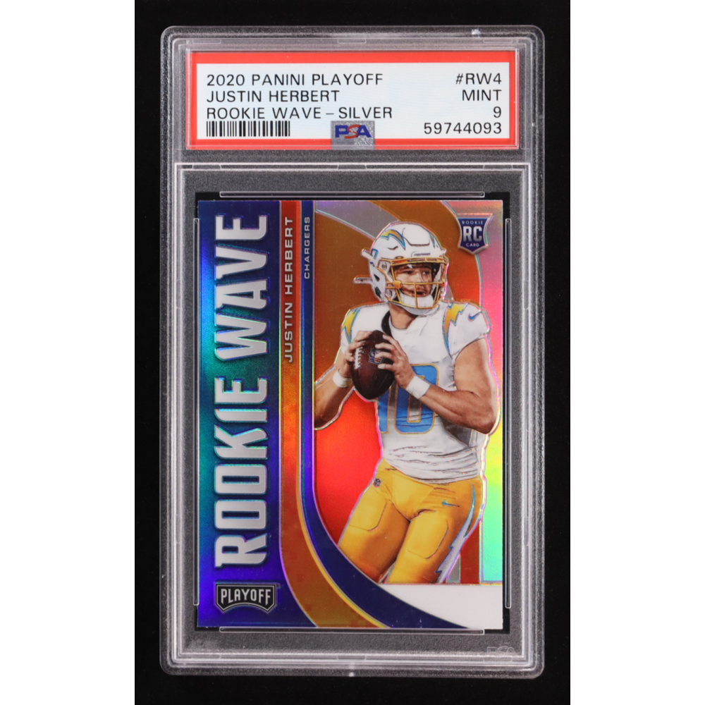 Justin Herbert 2020 Playoff Rookie Wave Silver #4 RC (PSA 9) at PristineAuction.com
