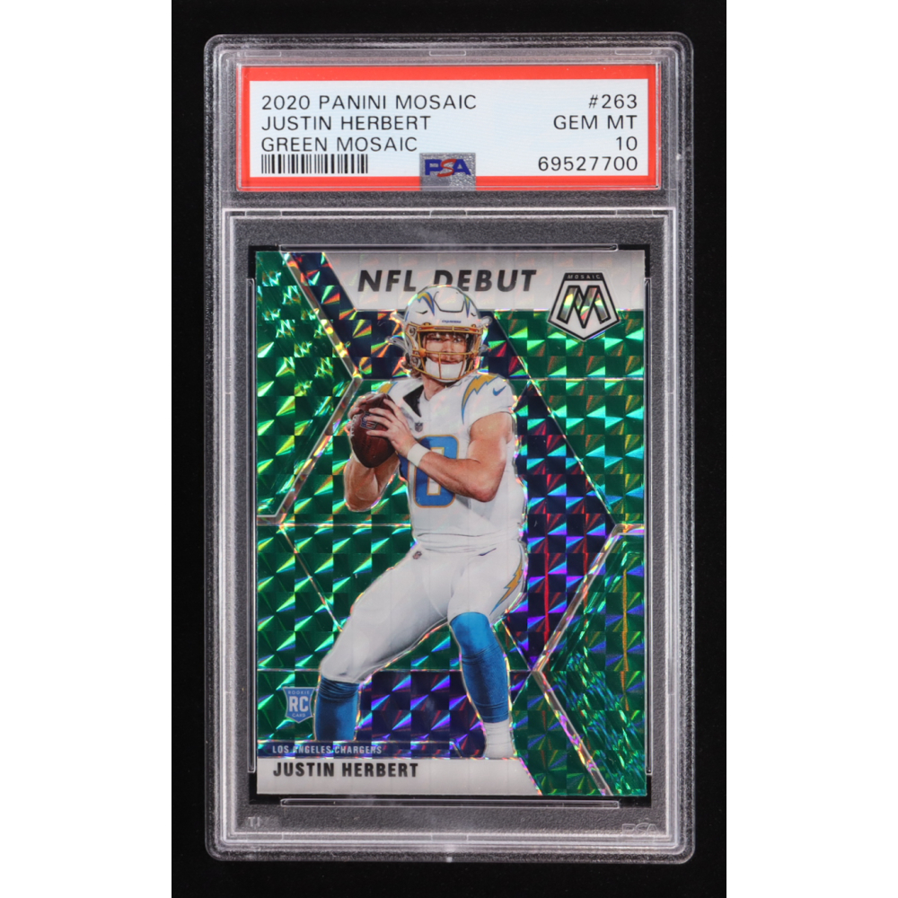 Justin Herbert 2020 Panini Mosaic Mosaic Green #263 DEB RC (PSA 10) at PristineAuction.com