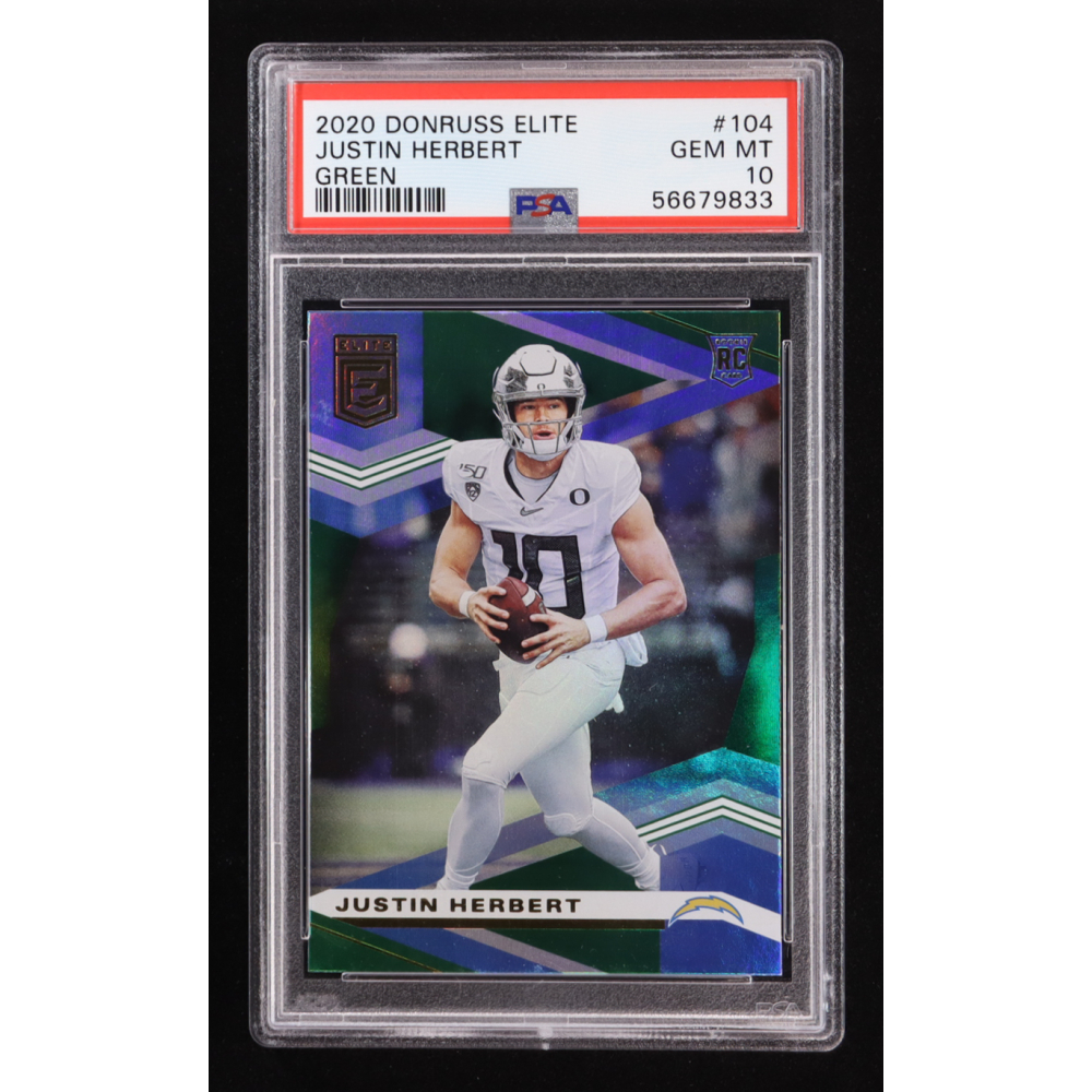 Justin Herbert 2020 Elite Green #104 RC (PSA 10) at PristineAuction.com