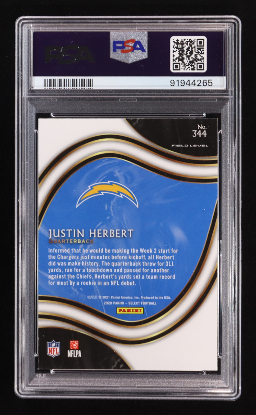 Justin Herbert 2020 Panini Select #344 RC (PSA 10) at PristineAuction.com Justin Herbert 2020 Panini Select #344 RC (PSA 10) at PristineAuction.com