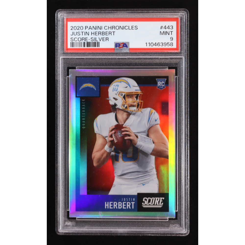 Justin Herbert 2020 Score Silver #443 CHRONICLES RC (PSA 9) at PristineAuction.com