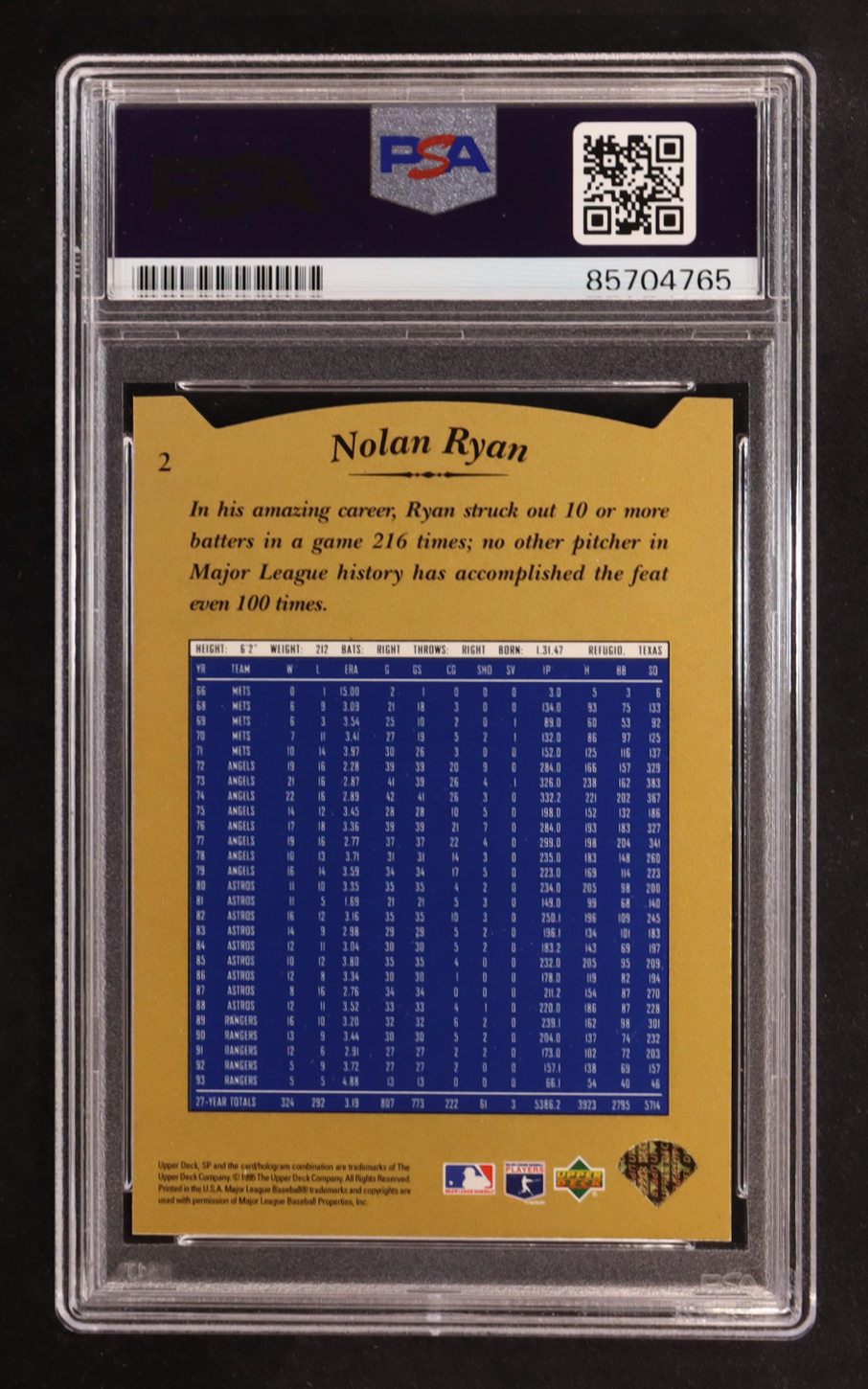 Nolan Ryan Signed 1994 Upper Deck SP Die-Cut #2 (PSA | Autograph Graded PSA 10) at PristineAuction.com Nolan Ryan Signed 1994 Upper Deck SP Die-Cut #2 (PSA | Autograph Graded PSA 10) at PristineAuction.com