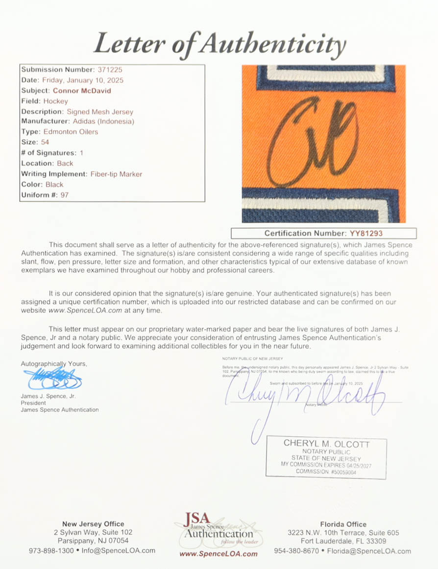 Connor McDavid Signed Oilers Adidas Authentic Captain's Jersey (JSA) at PristineAuction.com Connor McDavid Signed Oilers Adidas Authentic Captain's Jersey (JSA) at PristineAuction.com