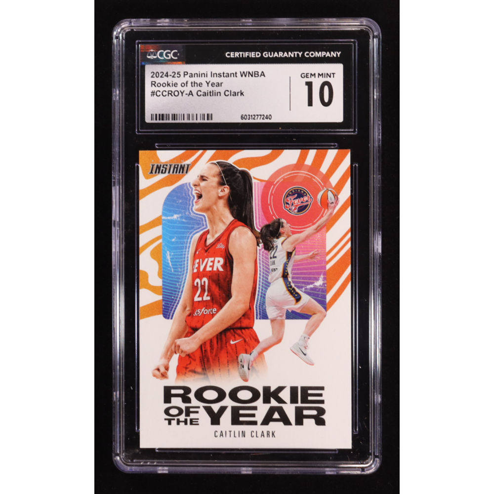 Caitlin Clark 2024 Panini Instant WNBA Caitlin Clark Rookie of the Year #CCROYA RC (CGC 10) at PristineAuction.com