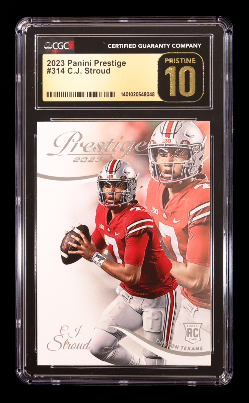 CJ Stroud 2023 Panini Prestige #314 RC (CGC 10 | Pristine Black Label) at PristineAuction.com CJ Stroud 2023 Panini Prestige #314 RC (CGC 10 | Pristine Black Label) at PristineAuction.com