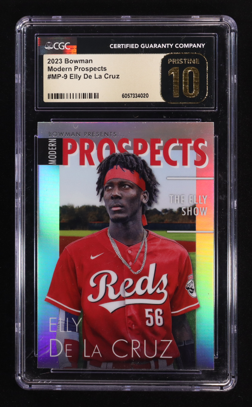 Elly De La Cruz 2023 Bowman Chrome Modern Prospect #MP9 RC (CGC 10 | Pristine Black Label) at PristineAuction.com Elly De La Cruz 2023 Bowman Chrome Modern Prospect #MP9 RC (CGC 10 | Pristine Black Label) at PristineAuction.com