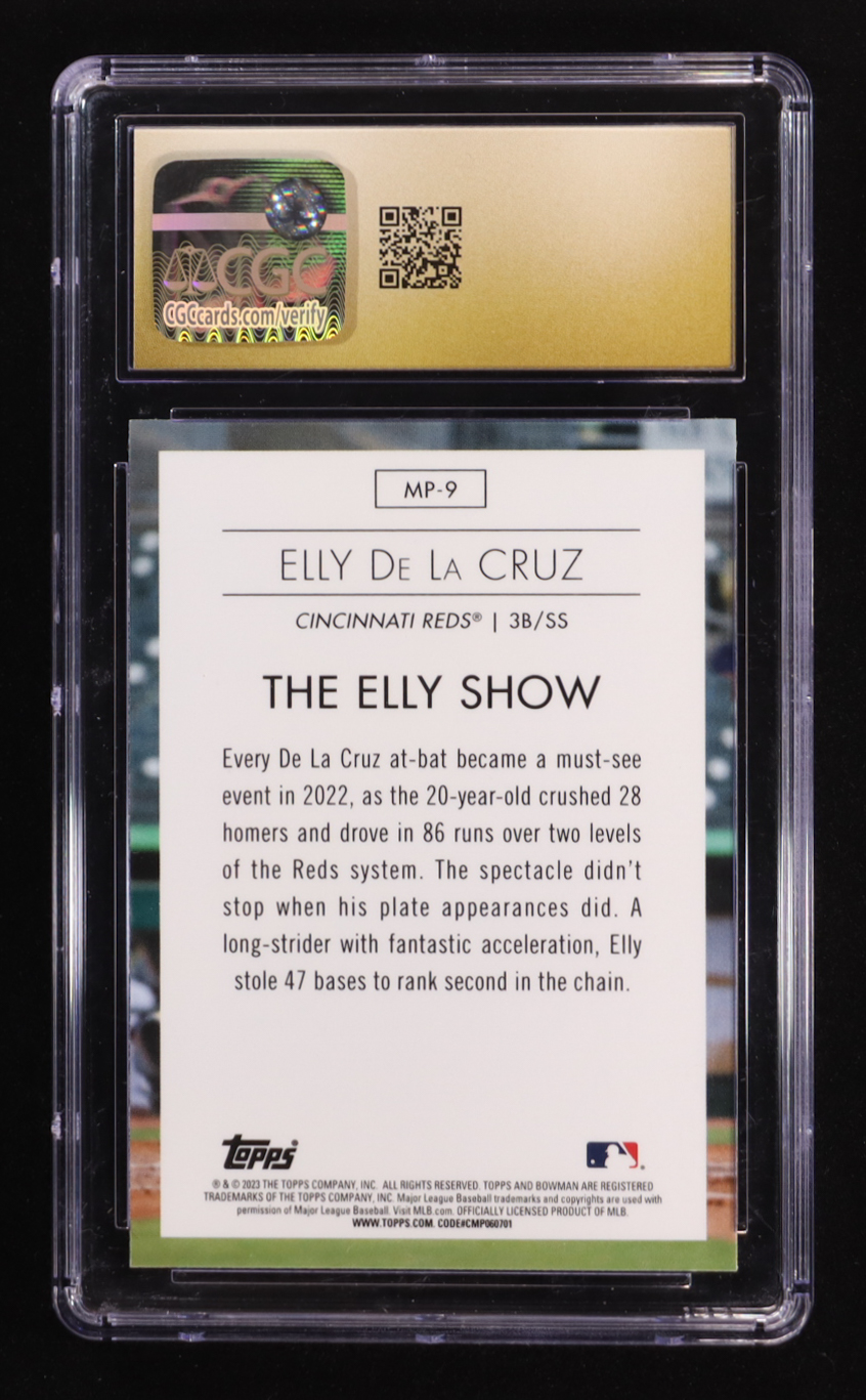 Elly De La Cruz 2023 Bowman Chrome Modern Prospect #MP9 RC (CGC 10 | Pristine Black Label) at PristineAuction.com Elly De La Cruz 2023 Bowman Chrome Modern Prospect #MP9 RC (CGC 10 | Pristine Black Label) at PristineAuction.com