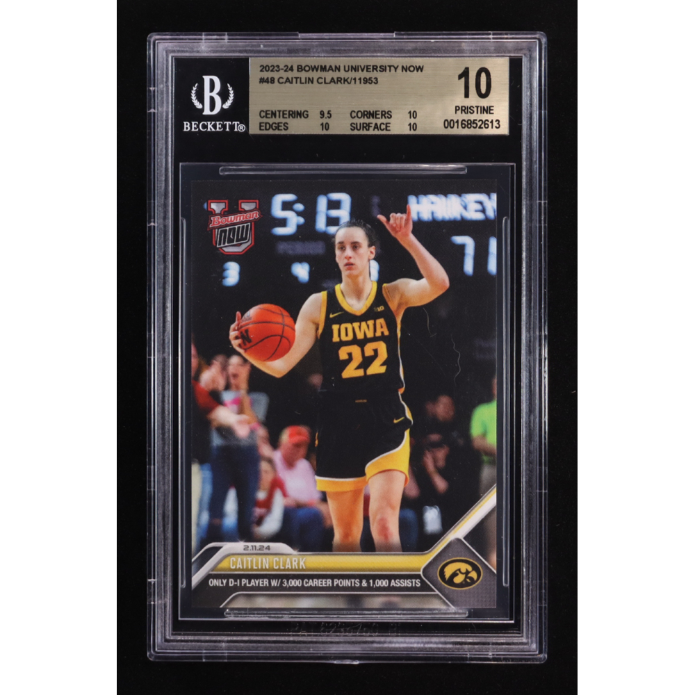 Caitlin Clark 2023-24 Bowman University Now #48 RC (BGS 10) at PristineAuction.com
