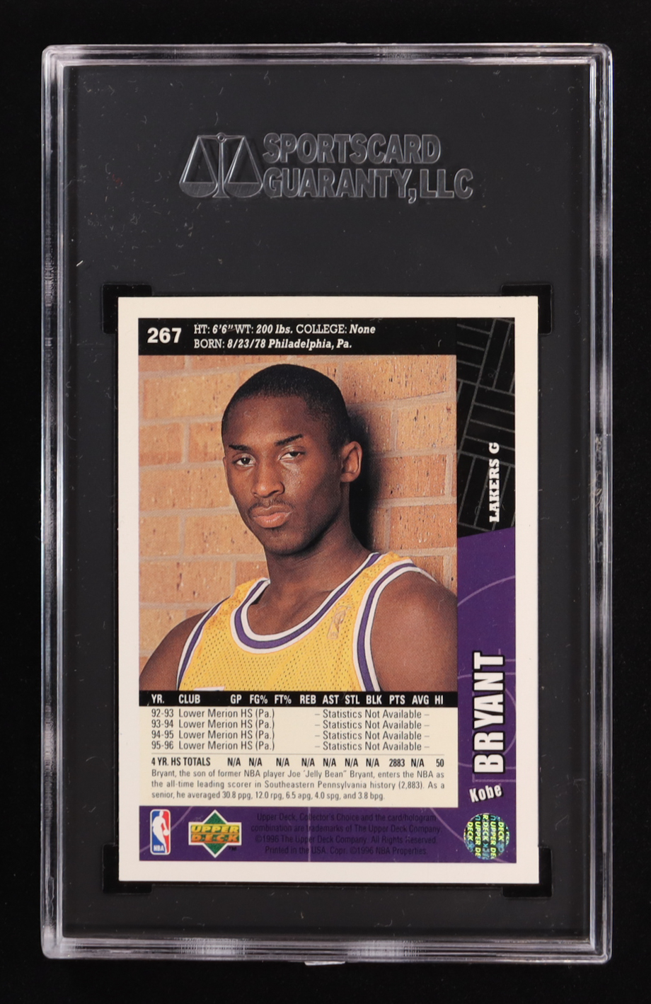 Kobe Bryant 1996-97 Collector's Choice #267 RC (SGC 9) at PristineAuction.com Kobe Bryant 1996-97 Collector's Choice #267 RC (SGC 9) at PristineAuction.com
