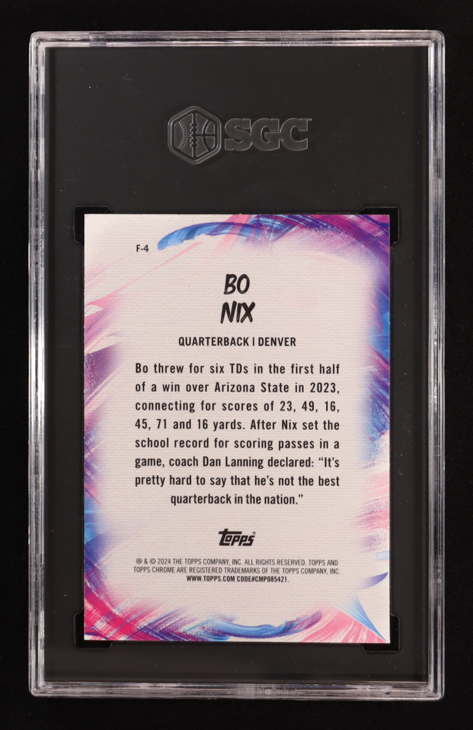 Bo Nix 2024 Topps Chrome Finesse #F4 RC (SGC 10) at PristineAuction.com Bo Nix 2024 Topps Chrome Finesse #F4 RC (SGC 10) at PristineAuction.com