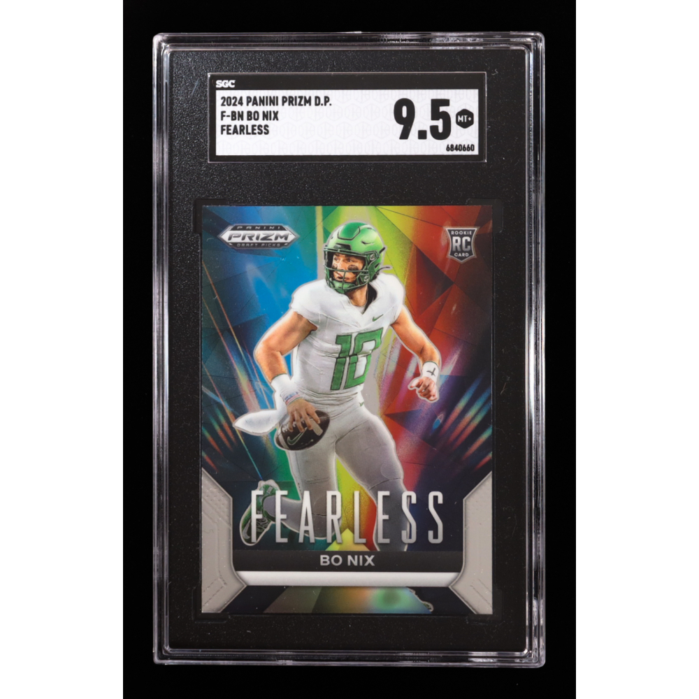 Bo Nix 2024 Panini Prizm Draft Picks Fearless #3 RC (SGC 9.5) at PristineAuction.com