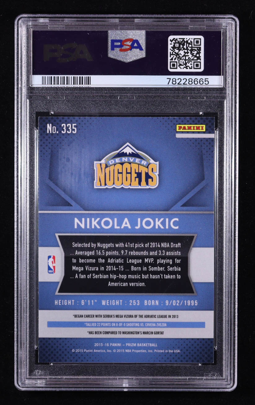 Nikola Jokic 2015-16 Panini Prizm #335 RC (PSA 9) at PristineAuction.com Nikola Jokic 2015-16 Panini Prizm #335 RC (PSA 9) at PristineAuction.com