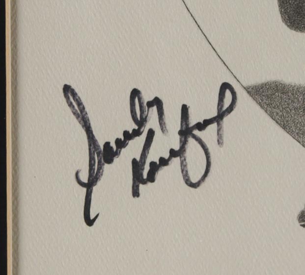 Sandy Koufax Signed Custom Framed Art Print Display with Vintage Lapel Pin (PSA) at PristineAuction.com Sandy Koufax Signed Custom Framed Art Print Display with Vintage Lapel Pin (PSA) at PristineAuction.com