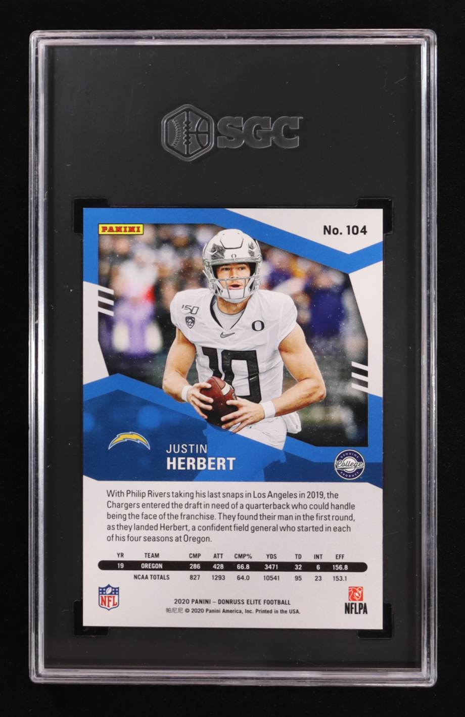 Justin Herbert 2020 Elite Purple #104 #15/99 RC (SGC 10) at PristineAuction.com Justin Herbert 2020 Elite Purple #104 #15/99 RC (SGC 10) at PristineAuction.com