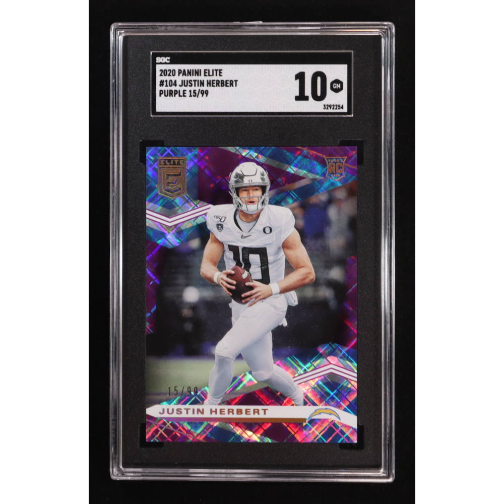 Justin Herbert 2020 Elite Purple #104 #15/99 RC (SGC 10) at PristineAuction.com