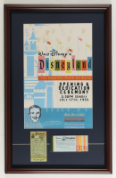 Disneyland "Opening Day" Custom Framed Print Display with Vintage A to E Attraction Ticket Book & Parking Ticket at PristineAuction.com