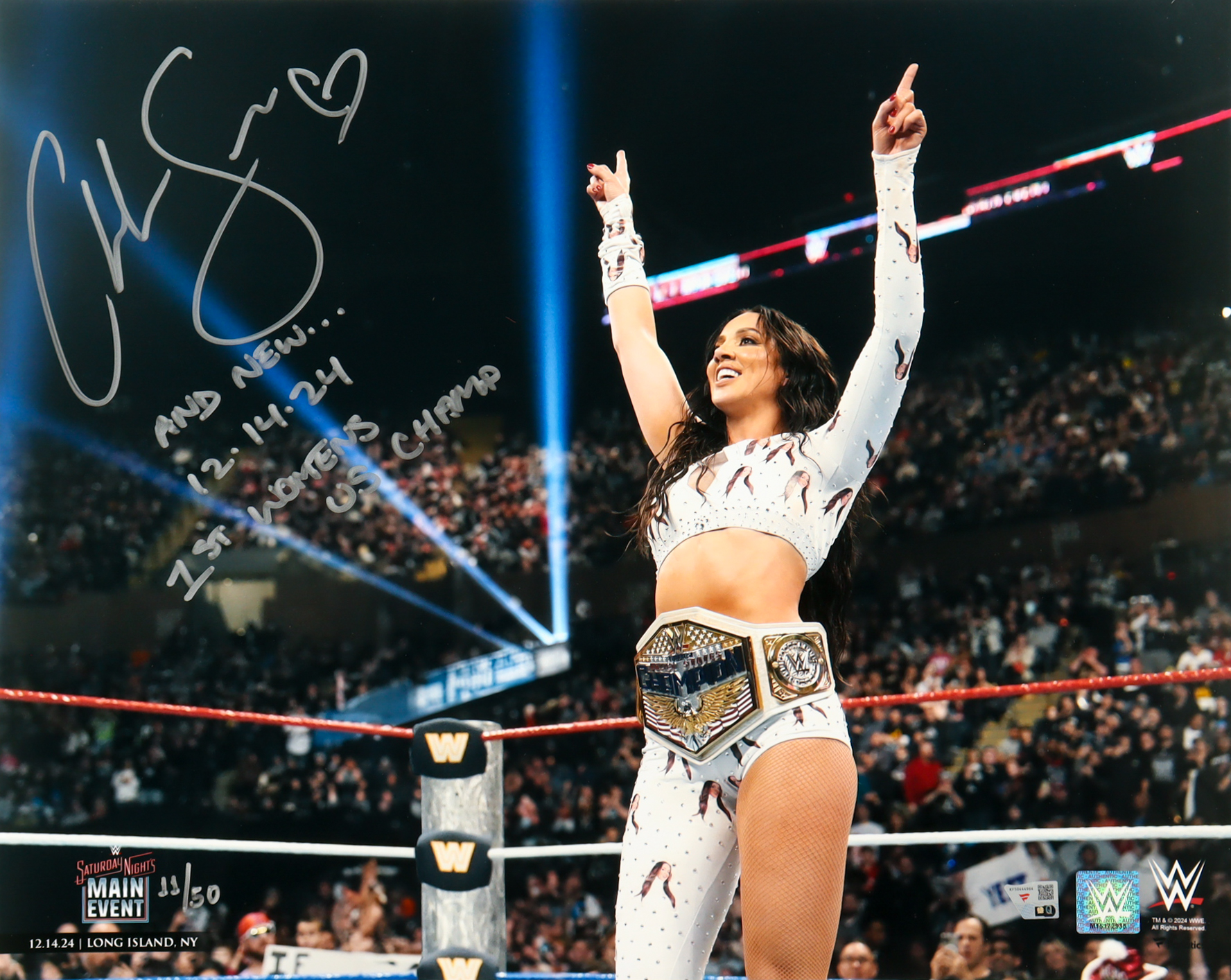 Chelsea Green Signed LE WWE 16x20 Photo Inscribed "And New... 12.14.24 1st Women's US Champ" (Fanatics) at PristineAuction.com Chelsea Green Signed LE WWE 16x20 Photo Inscribed "And New... 12.14.24 1st Women's US Champ" (Fanatics) at PristineAuction.com