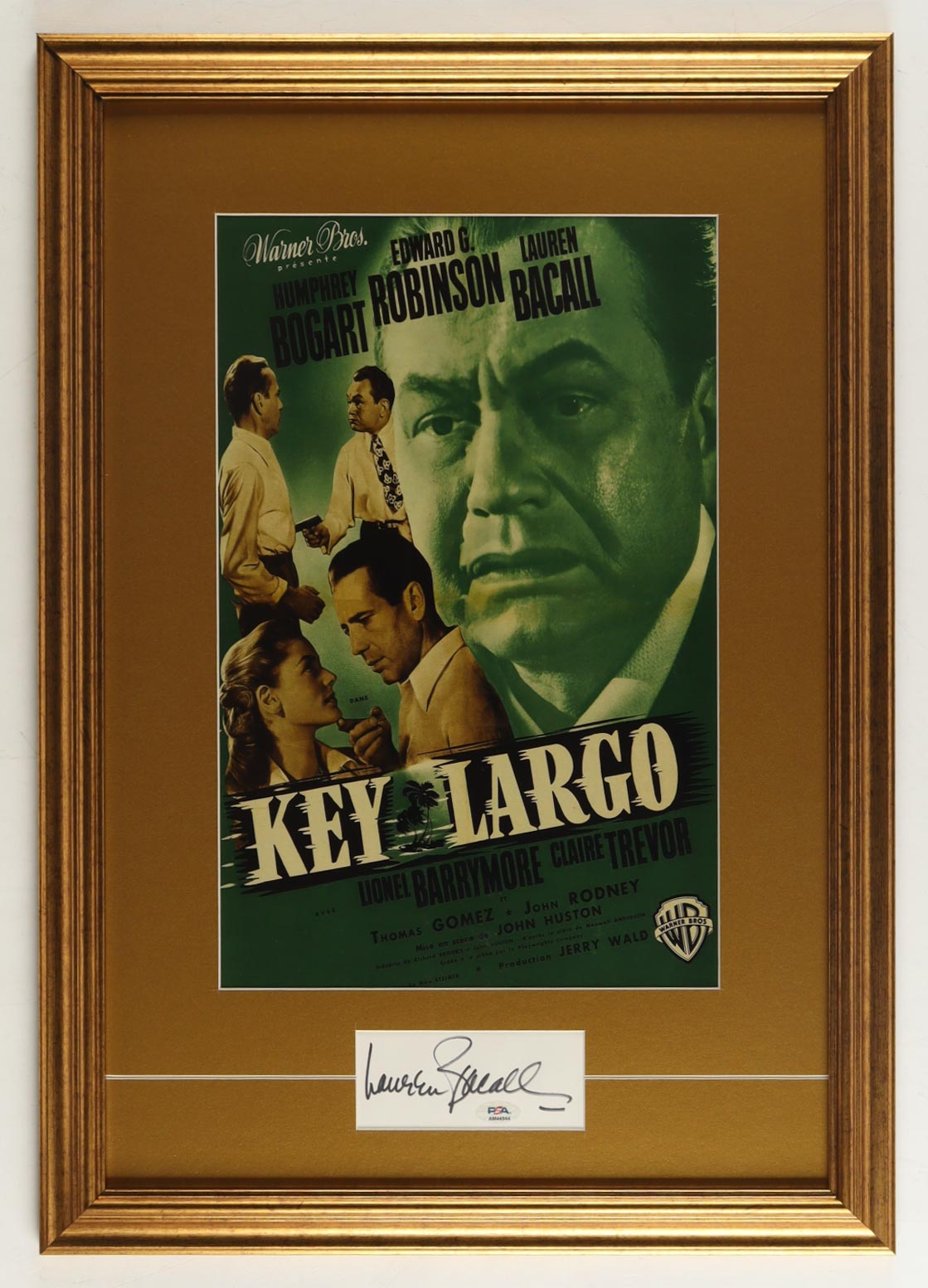 Lauren Bacall Signed "Key Largo" Custom Framed Cut Display (PSA) at PristineAuction.com Lauren Bacall Signed "Key Largo" Custom Framed Cut Display (PSA) at PristineAuction.com