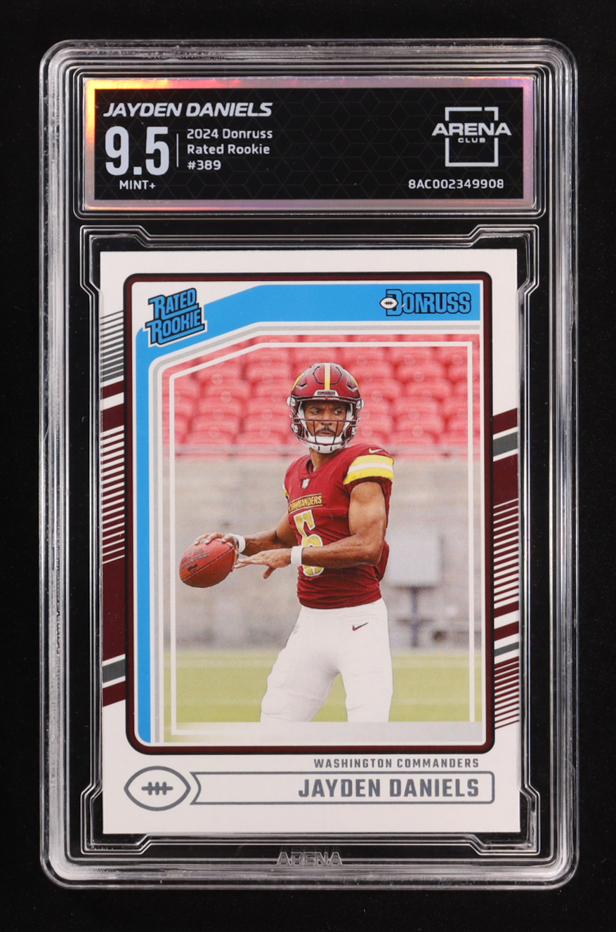 Jayden Daniels 2024 Donruss #389 RR RC (Arena 9.5) at PristineAuction.com Jayden Daniels 2024 Donruss #389 RR RC (Arena 9.5) at PristineAuction.com