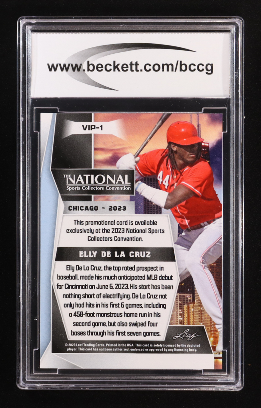 Elly De La Cruz 2023 Leaf National VIP #VIP1 RC (BCCG 10) at PristineAuction.com Elly De La Cruz 2023 Leaf National VIP #VIP1 RC (BCCG 10) at PristineAuction.com