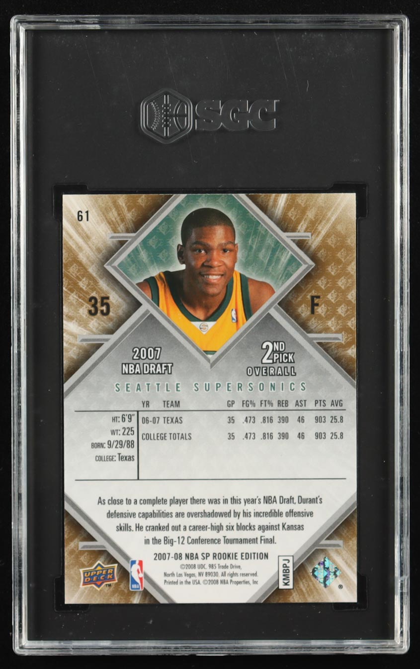 Kevin Durant 2007-08 SP Rookie Edition #61 RC (SGC 9.5) at PristineAuction.com Kevin Durant 2007-08 SP Rookie Edition #61 RC (SGC 9.5) at PristineAuction.com