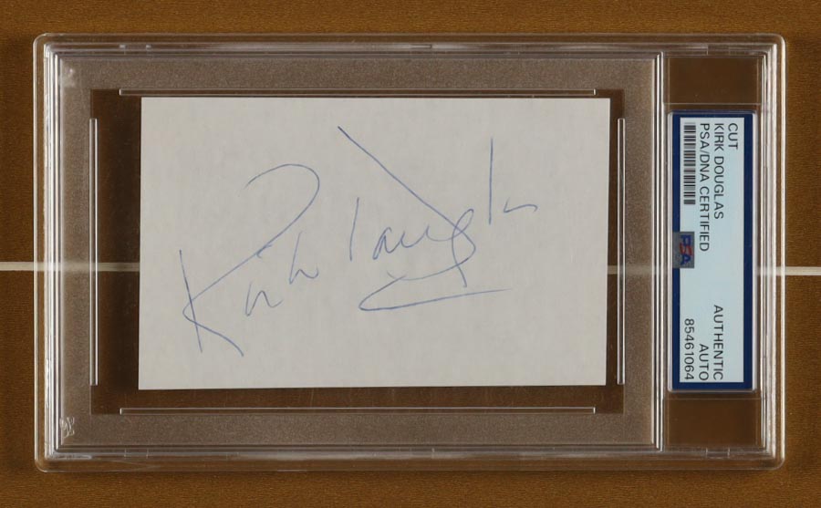 Kirk Douglas Signed "Spartacus" Custom Framed Cut Display (PSA) at PristineAuction.com Kirk Douglas Signed "Spartacus" Custom Framed Cut Display (PSA) at PristineAuction.com