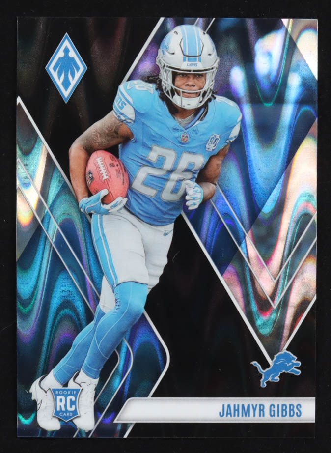 Jahmyr Gibbs 2023 Panini Phoenix Black Seismic #105 #06/10 RC at PristineAuction.com Jahmyr Gibbs 2023 Panini Phoenix Black Seismic #105 #06/10 RC at PristineAuction.com