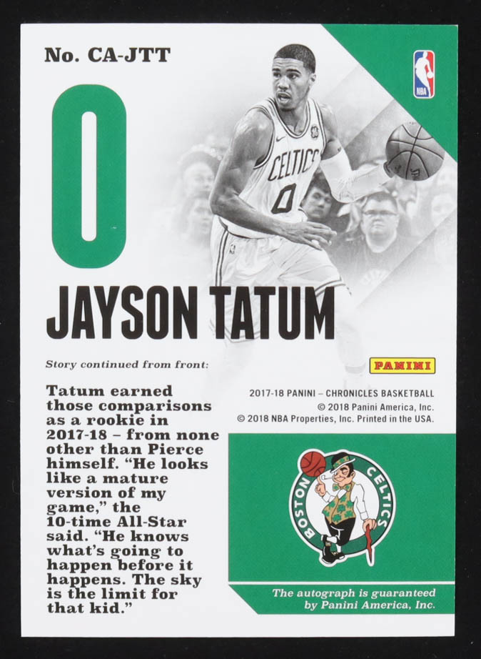 Jayson Tatum 2017-18 Panini Chronicles Autographs Red #22 #145/149 RC at PristineAuction.com Jayson Tatum 2017-18 Panini Chronicles Autographs Red #22 #145/149 RC at PristineAuction.com