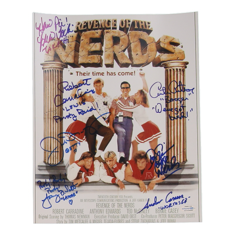 "Revenge of the Nerds" 11x14 Photo Signed by (7) with Andrew Cassese, Brian Tochi, Curtis Armstrong, Donald Gibb (ACOA) at PristineAuction.com "Revenge of the Nerds" 11x14 Photo Signed by (7) with Andrew Cassese, Brian Tochi, Curtis Armstrong, Donald Gibb (ACOA) at PristineAuction.com