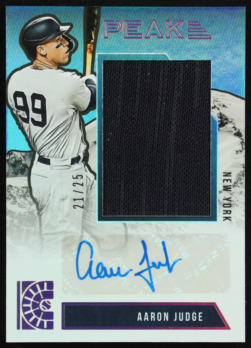 Aaron Judge 2022 Panini Capstone Peak Material Signatures Holo Gold #1 #21/25 at PristineAuction.com Aaron Judge 2022 Panini Capstone Peak Material Signatures Holo Gold #1 #21/25 at PristineAuction.com