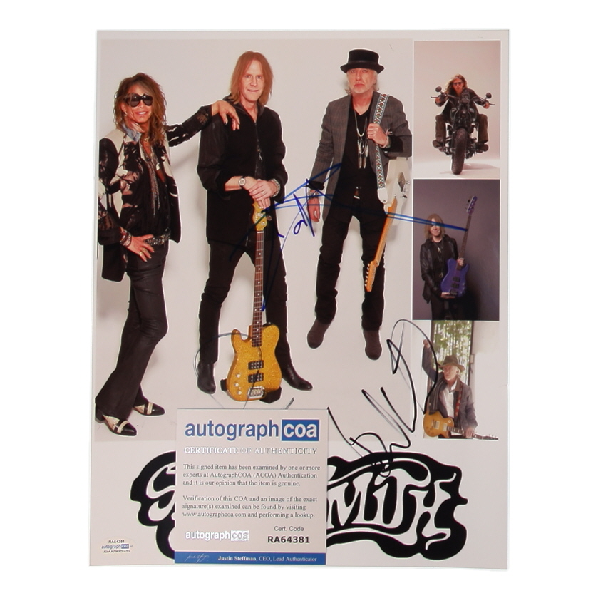 Steven Tyler, Brad Whitford & Tom Hamilton Signed "Aerosmith" 11x14 Photo (ACOA) at PristineAuction.com Steven Tyler, Brad Whitford & Tom Hamilton Signed "Aerosmith" 11x14 Photo (ACOA) at PristineAuction.com