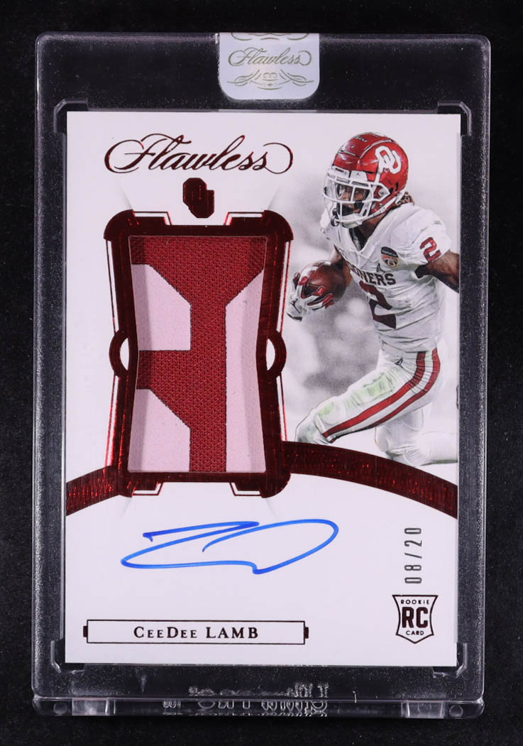 CeeDee Lamb 2020 Panini Flawless Collegiate Rookie Patch Autographs Ruby #156 #08/20 RC at PristineAuction.com CeeDee Lamb 2020 Panini Flawless Collegiate Rookie Patch Autographs Ruby #156 #08/20 RC at PristineAuction.com