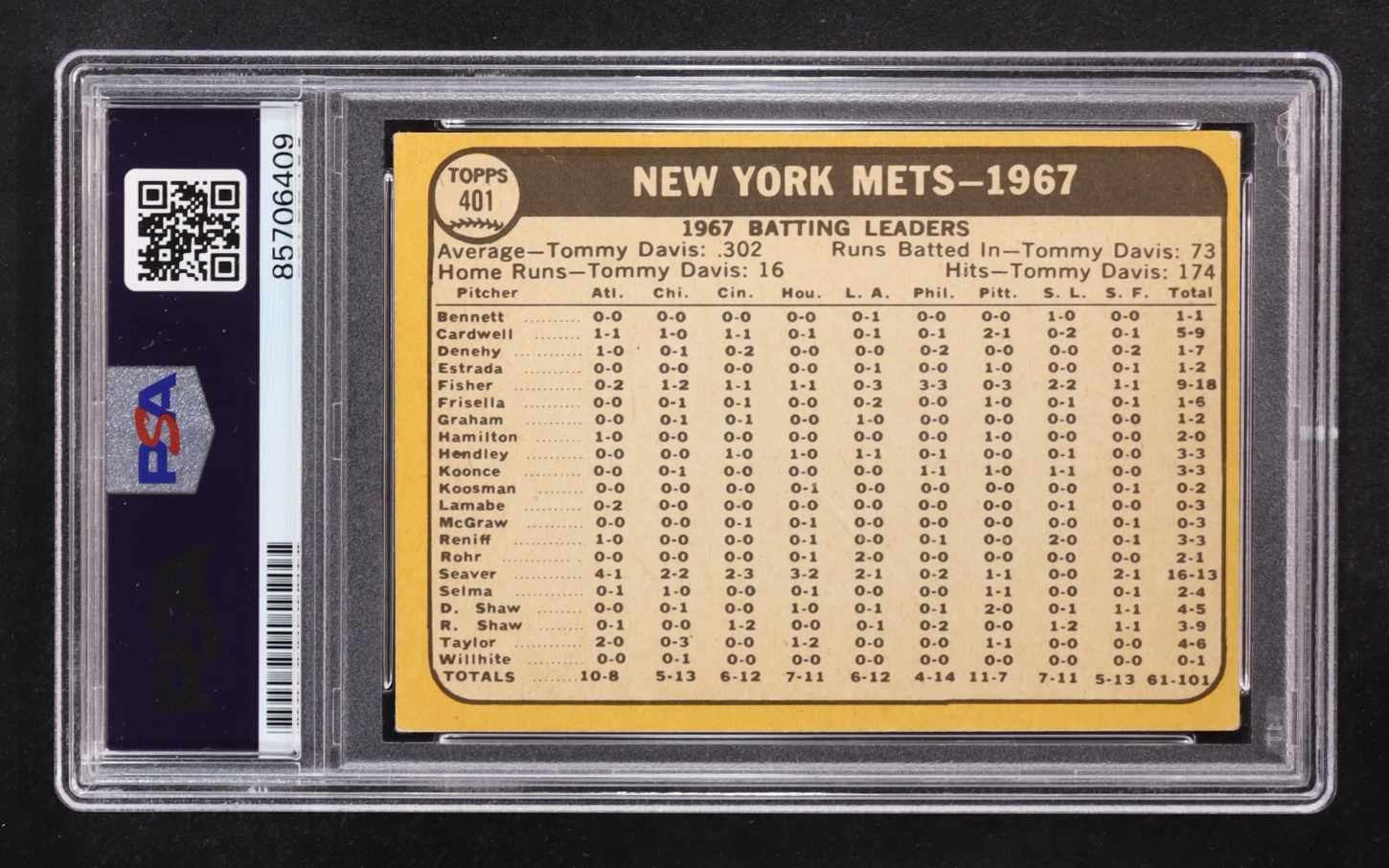 Nolan Ryan Signed 1968 Topps Mets Team #401 (PSA 10) at PristineAuction.com Nolan Ryan Signed 1968 Topps Mets Team #401 (PSA 10) at PristineAuction.com