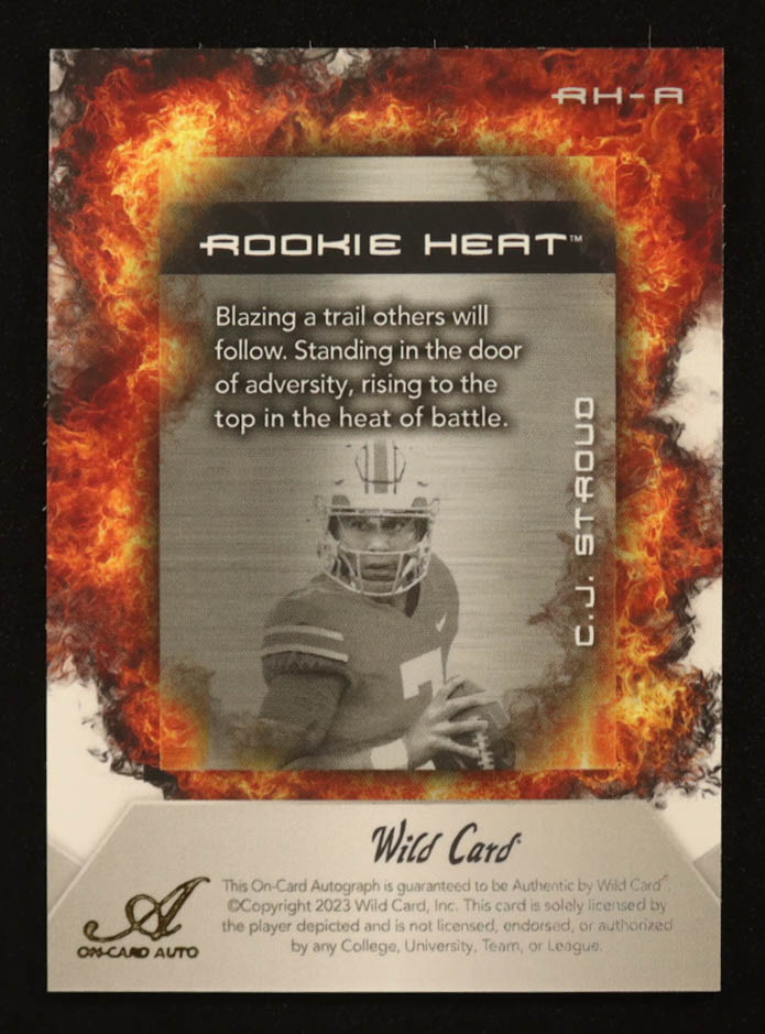 C.J. Stroud 2023 Wild Card Matte Rookie Heat #RH-A #4/25 RC at PristineAuction.com C.J. Stroud 2023 Wild Card Matte Rookie Heat #RH-A #4/25 RC at PristineAuction.com