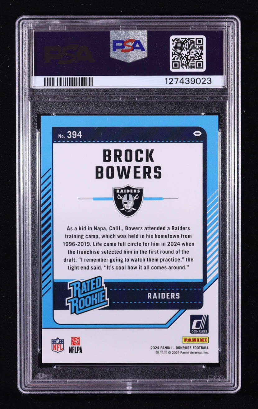 Brock Bowers 2024 Donruss #394 RR RC (PSA 10) at PristineAuction.com Brock Bowers 2024 Donruss #394 RR RC (PSA 10) at PristineAuction.com