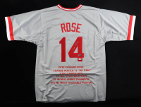 Pete Rose Signed Career Highlight Stat Jersey (JSA & Rose) at PristineAuction.com