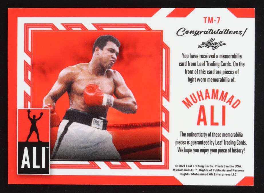 Muhammad Ali 2024 Leaf The Muhammad Ali Legacy Collection Triple Memorabilia Dark Blue #TM7 #2/3 at PristineAuction.com Muhammad Ali 2024 Leaf The Muhammad Ali Legacy Collection Triple Memorabilia Dark Blue #TM7 #2/3 at PristineAuction.com
