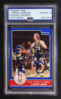 Larry Bird & Magic Johnson Signed 1984 Star Free Throw % Leader #15 (PSA | Auto 10) at PristineAuction.com