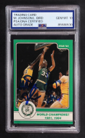Larry Bird / Magic Johnson Signed 1984 Star World Champions 1981,1984 #14 (PSA 10) at PristineAuction.com