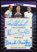 Carla Overbeck / Hope Solo / Brandi Chastain 2025 Leaf Metal Women Of Sport Trios Purple Autographs #T5 #2/4 at PristineAuction.com