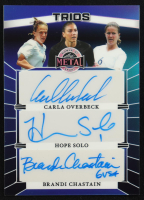 Carla Overbeck / Hope Solo / Brandi Chastain 2025 Leaf Metal Women Of Sport Trios Blue Autographs #T5 #2/2 at PristineAuction.com