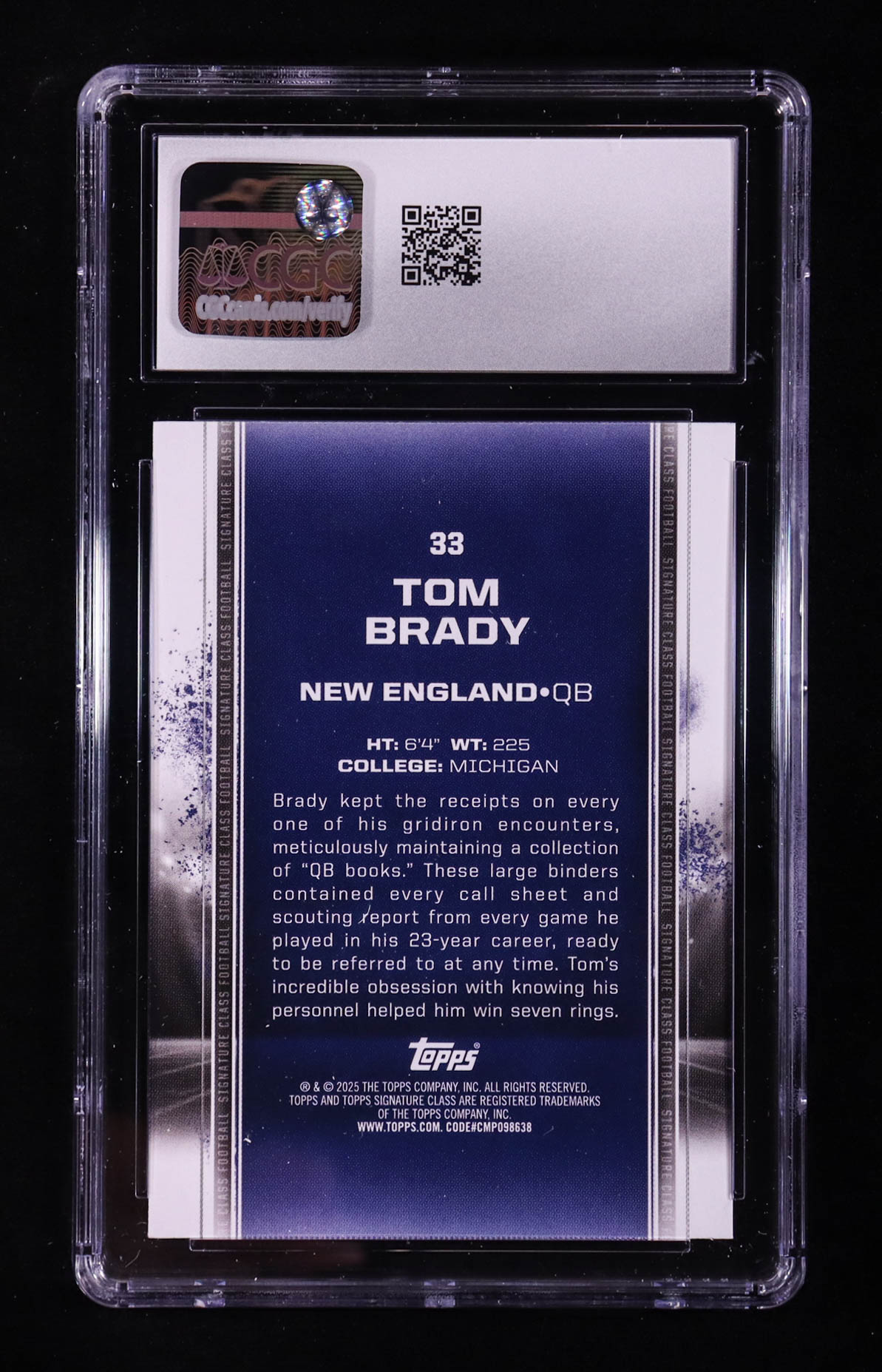 Tom Brady 2024 Signature Class #33 (CGC 10) at PristineAuction.com Tom Brady 2024 Signature Class #33 (CGC 10) at PristineAuction.com