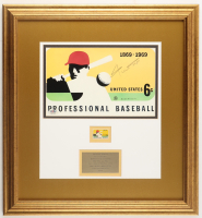 Willie Mays Signed Custom Framed Photo Display with Stat Plaque & 1969 US Stamp (PSA) at PristineAuction.com