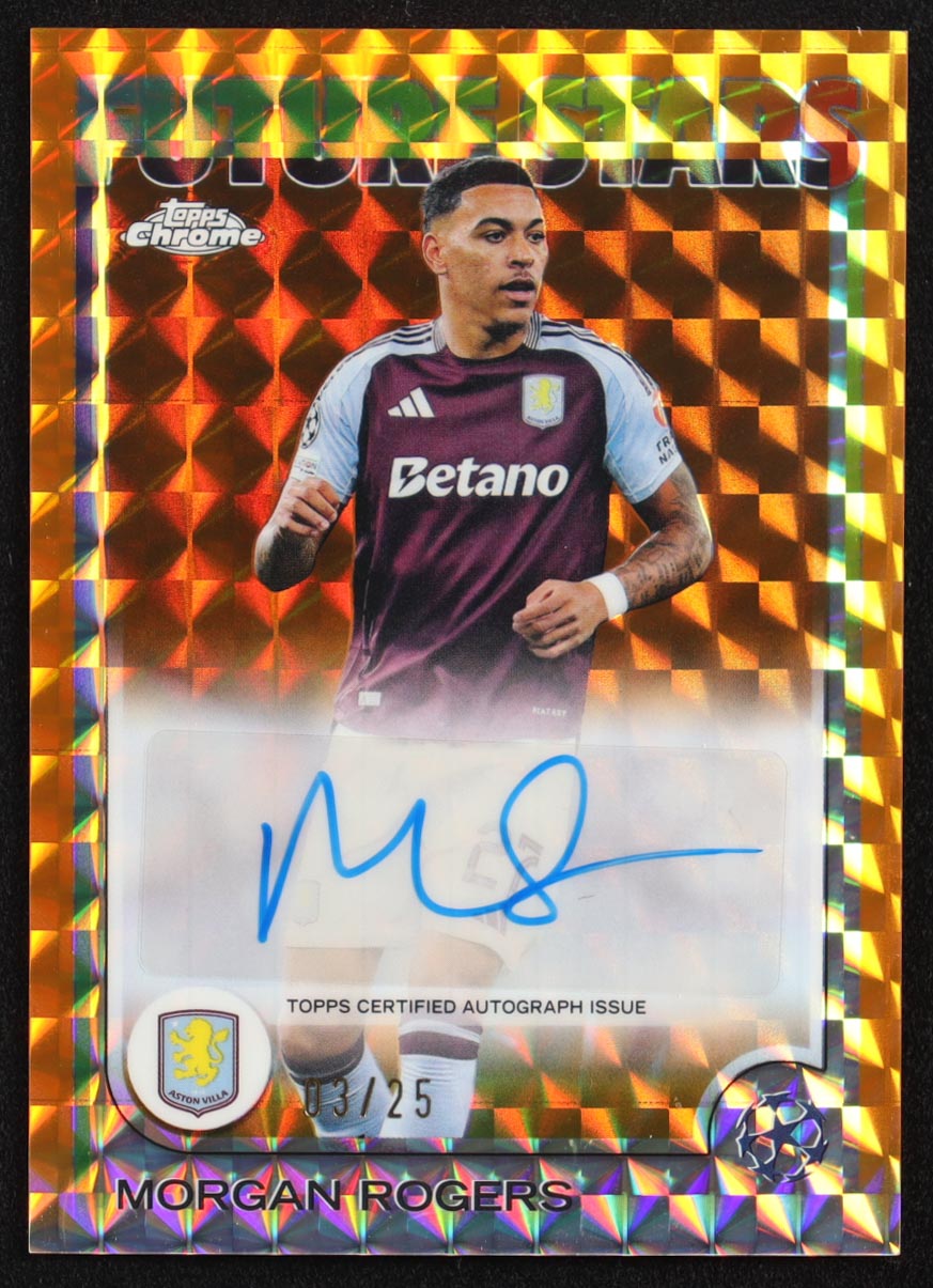 Morgan Rogers 2024-25 Topps Chrome UEFA Club Competitions Future Stars Autographs Orange Geometric Refractors #FSAMR #03/25 at PristineAuction.com Morgan Rogers 2024-25 Topps Chrome UEFA Club Competitions Future Stars Autographs Orange Geometric Refractors #FSAMR #03/25 at PristineAuction.com